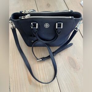 Tory Burch Navy Robinson Mini Square Tote